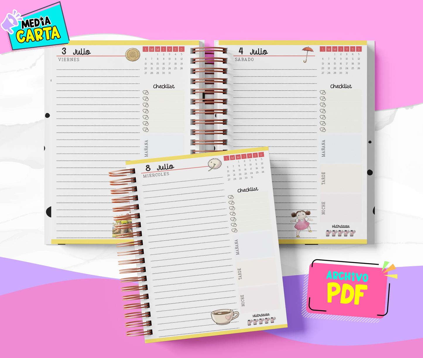 Agenda Diaria 2026 de Totoro (PDF no editable) – Día por Página – Media Carta 14×21.5 cm – Español