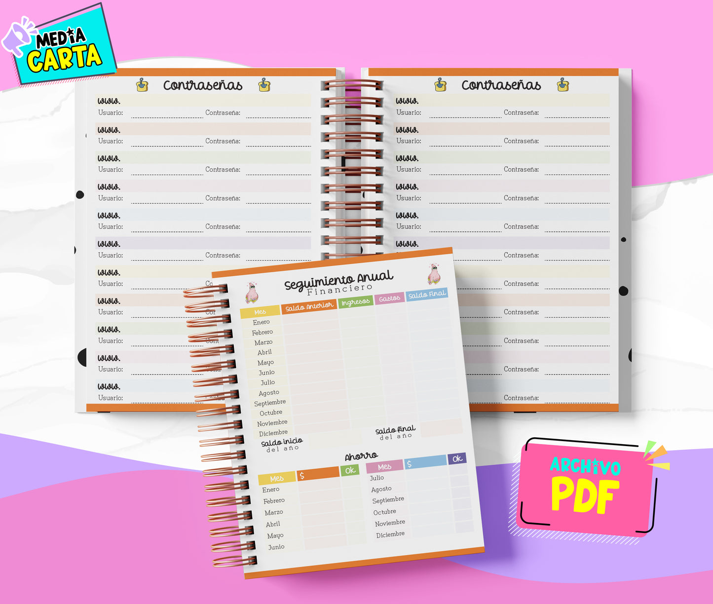 Agenda Diaria 2026 de Bob Esponja (PDF no editable) – Día por Página – Media Carta 14×21.5 cm – Español