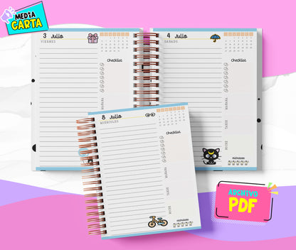Agenda Diaria 2026 de Chococat (PDF no editable) – Día por Página – Media Carta 14×21.5 cm – Español