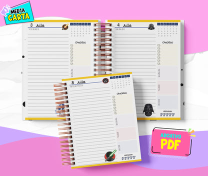 Agenda Diaria 2026 de Starwars (PDF no editable) – Día por Página – Media Carta 14×21.5 cm – Español