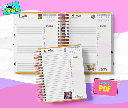 Agenda Diaria 2026 de Rugrats (PDF no editable) – Día por Página – Media Carta 14×21.5 cm – Español
