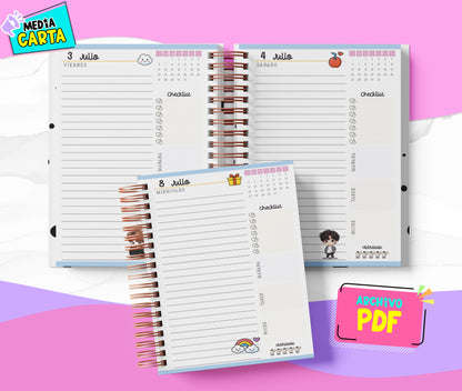 Agenda Diaria 2026 de Bts (PDF no editable) – Día por Página – Media Carta 14×21.5 cm – Español