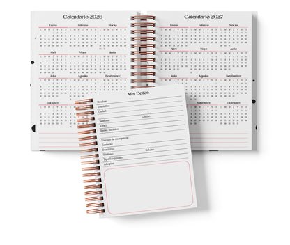 Agenda Semanal Digital 2026–2027 en Español • Minimalista Rosa • Media Carta 14×21.5 cm / 5.5×8.5 in • PDF 224 páginas