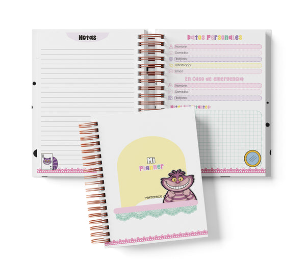 Planner Diario con Horario - Gato de Cheshire