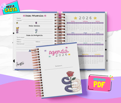 Agenda Diaria 2026 de Taylor Swift (PDF no editable) – Día por Página – Media Carta 14×21.5 cm – Español