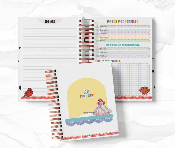 Planner Diario con Horario cada 30 Min - Ariel - La Sirenita