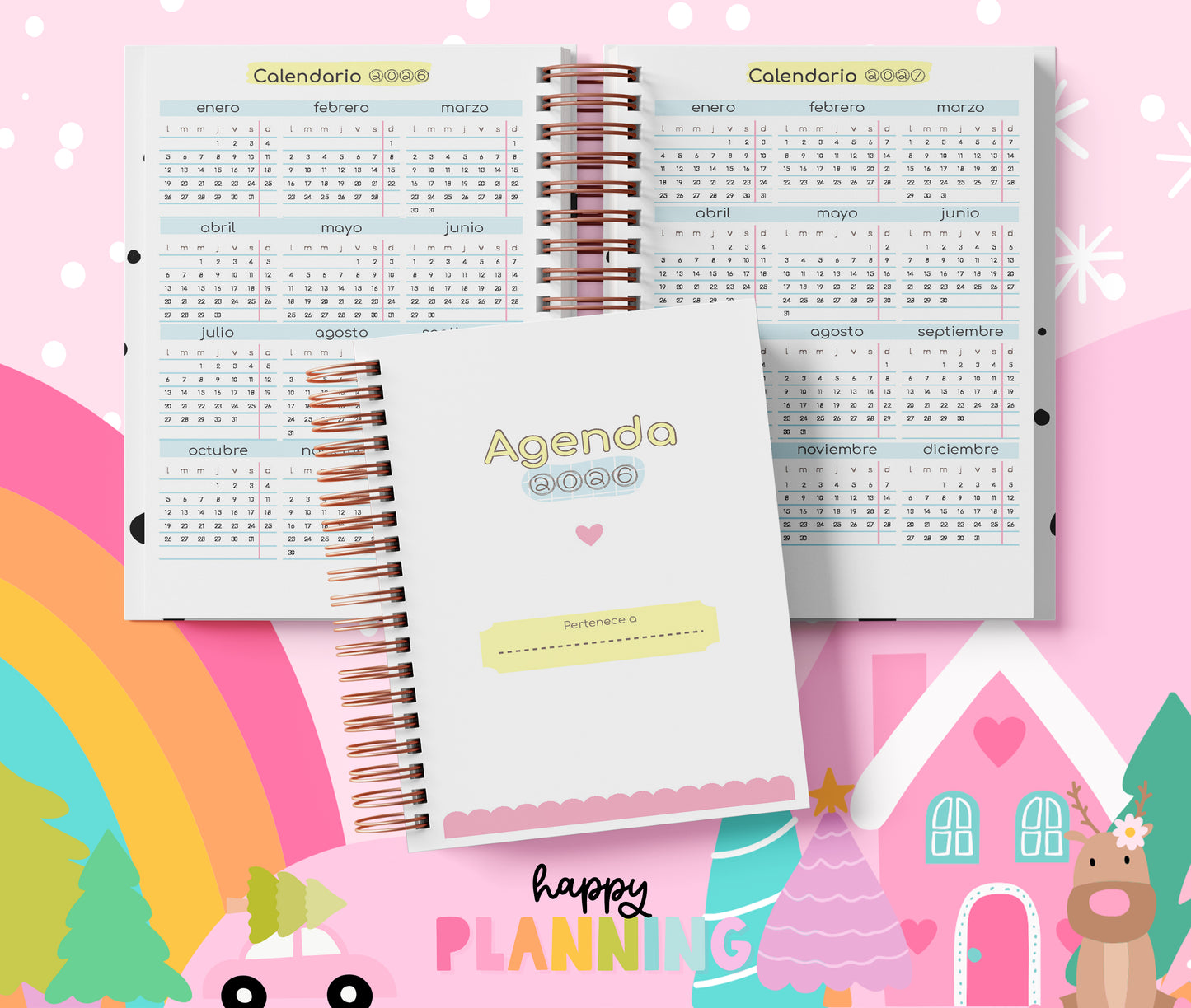 Agenda 2026 sin Horarios | Sábado y Domingo Juntos | Planner Diario PDF