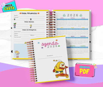Agenda Diaria 2026 de Rainbow Bright (PDF no editable) – Día por Página – Media Carta 14×21.5 cm – Español