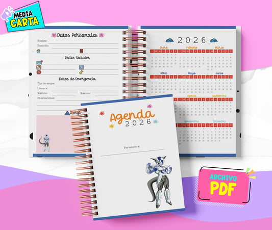 Agenda Diaria 2026 de Dragon Ball (PDF no editable) – Día por Página – Media Carta 14×21.5 cm – Español