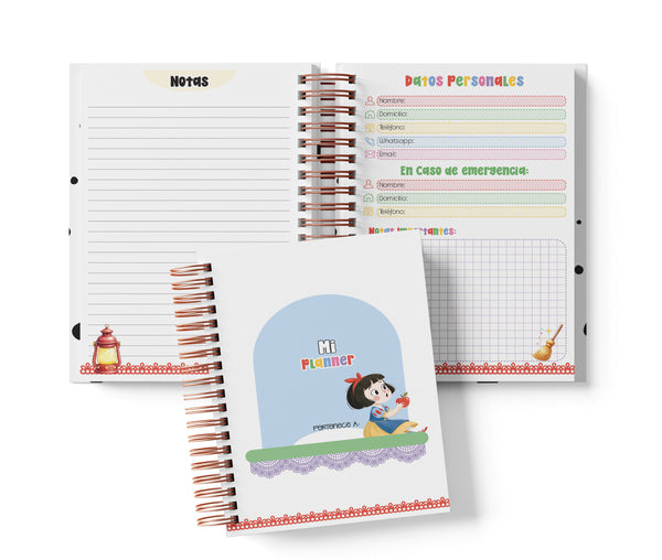 Planner Diario con Horario - Blanca Nieves