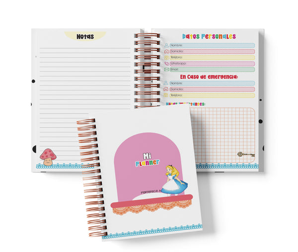 Planner Diario con Horario - Alicia en el País de las Maravillas