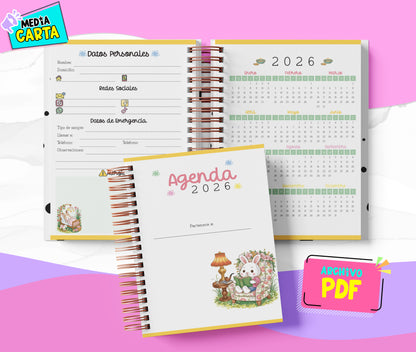 Agenda Diaria 2026 de Ternurines (PDF no editable) – Día por Página – Media Carta 14×21.5 cm – Español