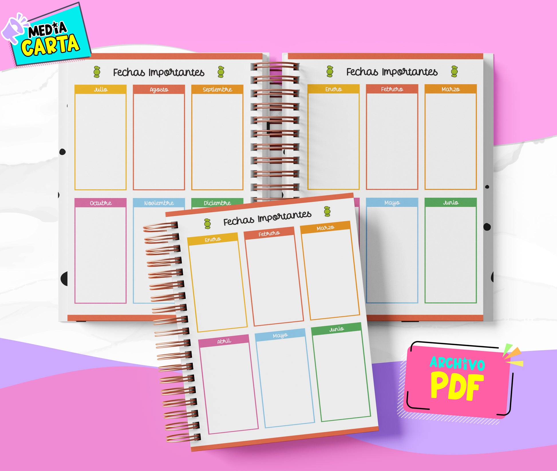 Agenda Diaria 2026 de Rilakkuma (PDF no editable) – Día por Página – Media Carta 14×21.5 cm – Español