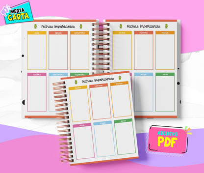 Agenda Diaria 2026 de Rilakkuma (PDF no editable) – Día por Página – Media Carta 14×21.5 cm – Español