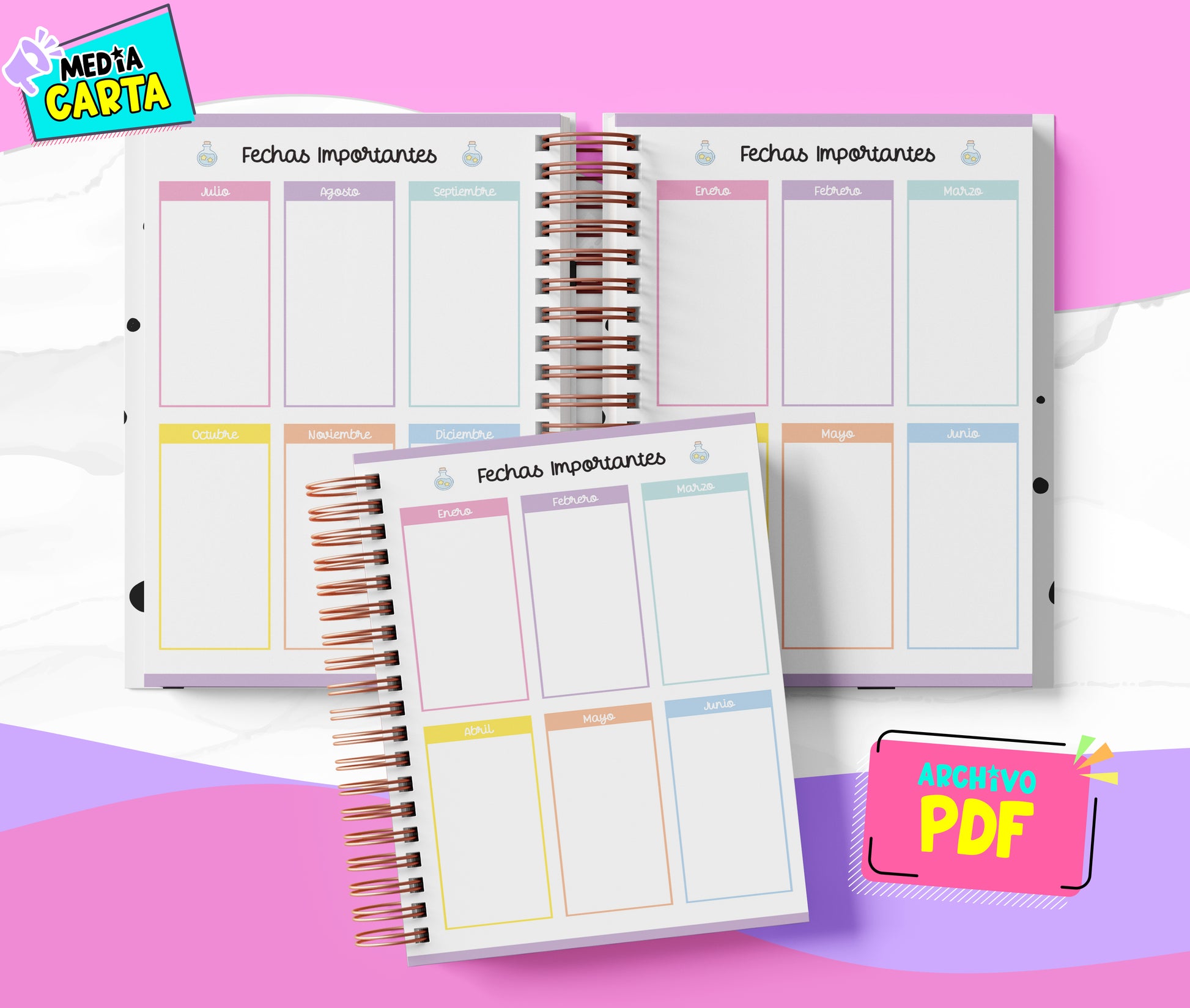 Agenda Diaria 2026 de Little Twin Stars (PDF no editable) – Día por Página – Media Carta 14×21.5 cm – Español