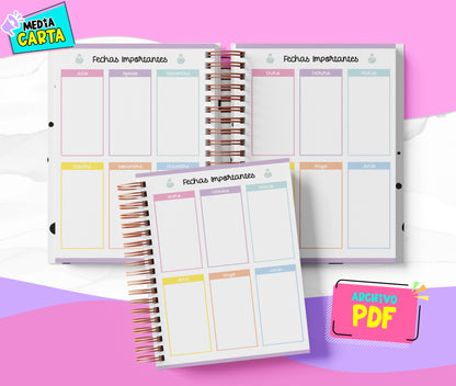 Agenda Diaria 2026 de Little Twin Stars (PDF no editable) – Día por Página – Media Carta 14×21.5 cm – Español