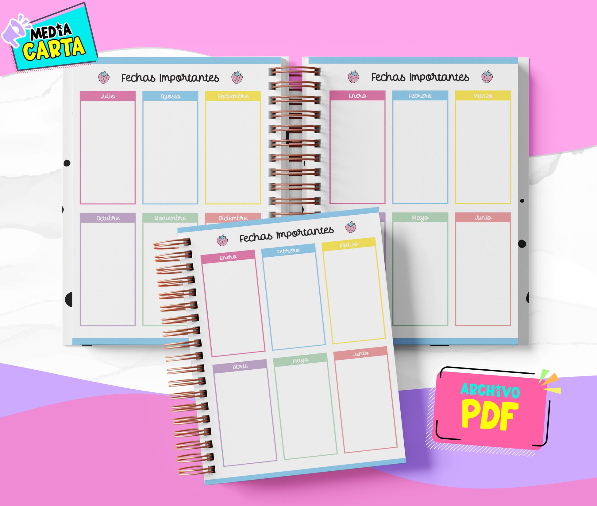 Agenda Diaria 2026 de My Melody (PDF no editable) – Día por Página – Media Carta 14×21.5 cm – Español