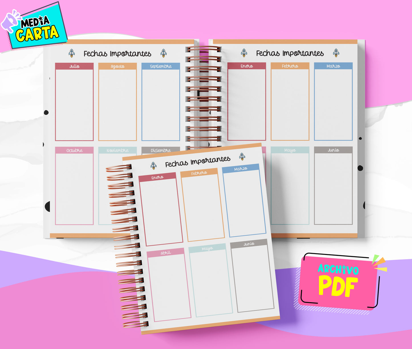 Agenda Diaria 2026 de Doraemon (PDF no editable) – Día por Página – Media Carta 14×21.5 cm – Español