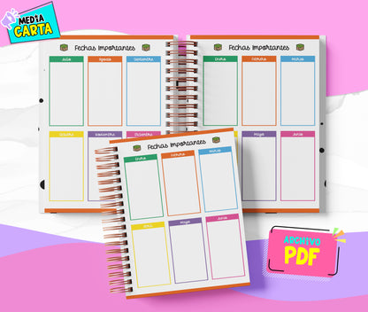 Agenda Diaria 2026 de Minecraft (PDF no editable) – Día por Página – Media Carta 14×21.5 cm – Español