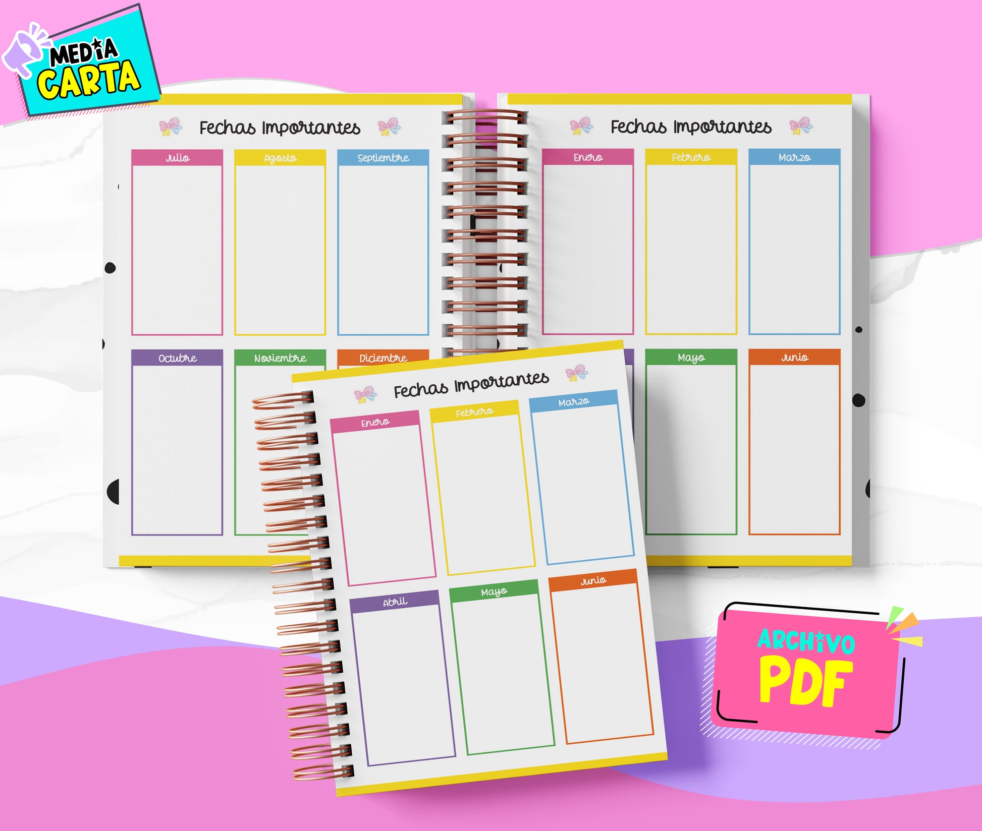 Agenda Diaria 2026 de Rainbow Bright (PDF no editable) – Día por Página – Media Carta 14×21.5 cm – Español