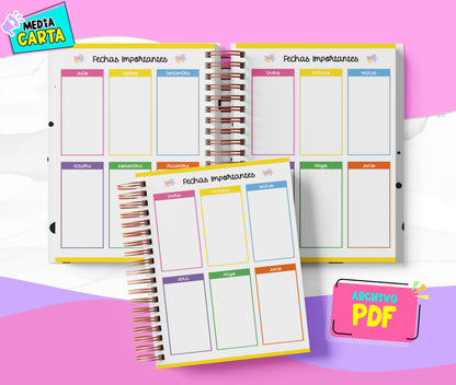 Agenda Diaria 2026 de Rainbow Bright (PDF no editable) – Día por Página – Media Carta 14×21.5 cm – Español