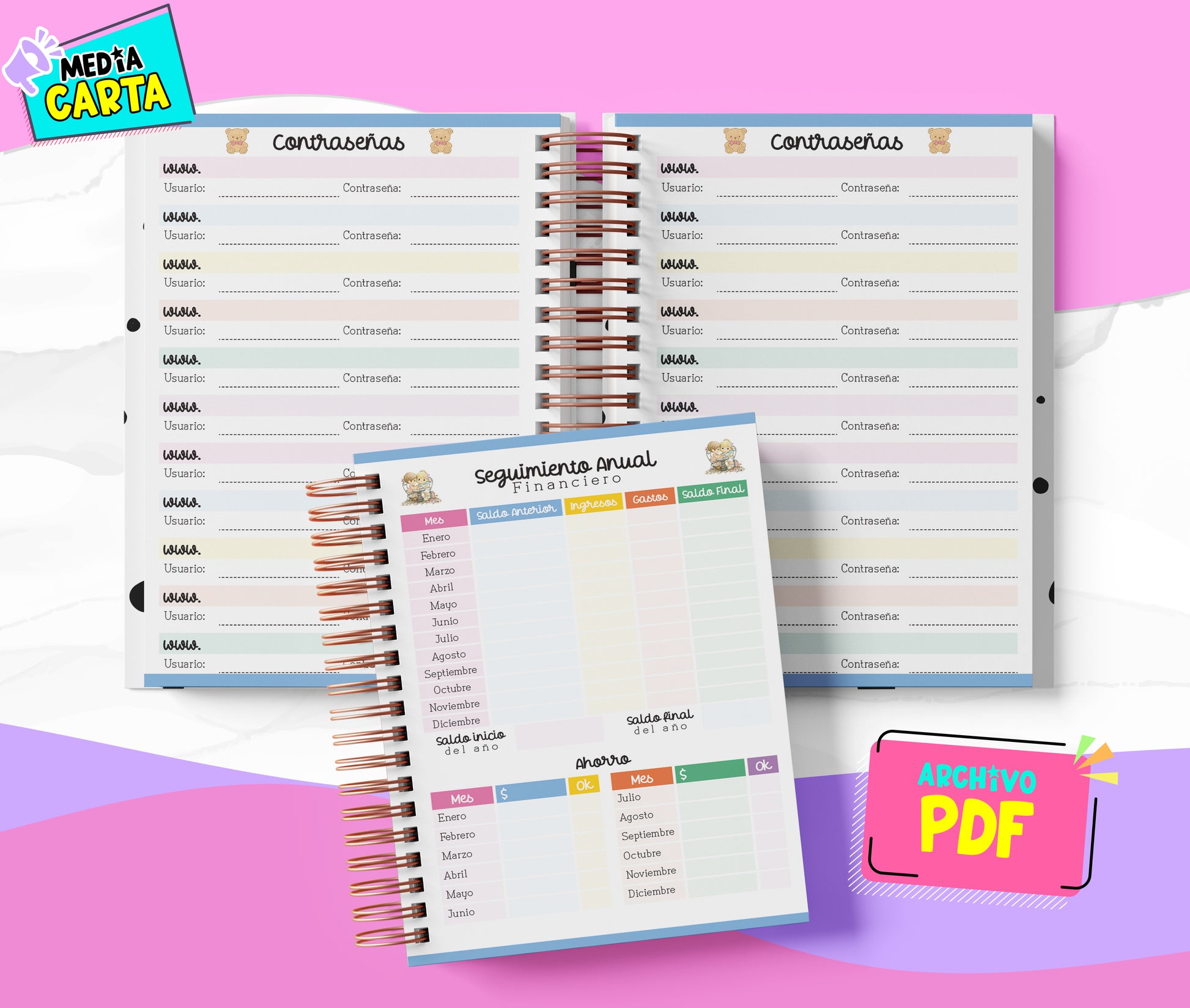 Agenda Diaria 2026 de Precious Moments (PDF no editable) – Día por Página – Media Carta 14×21.5 cm – Español