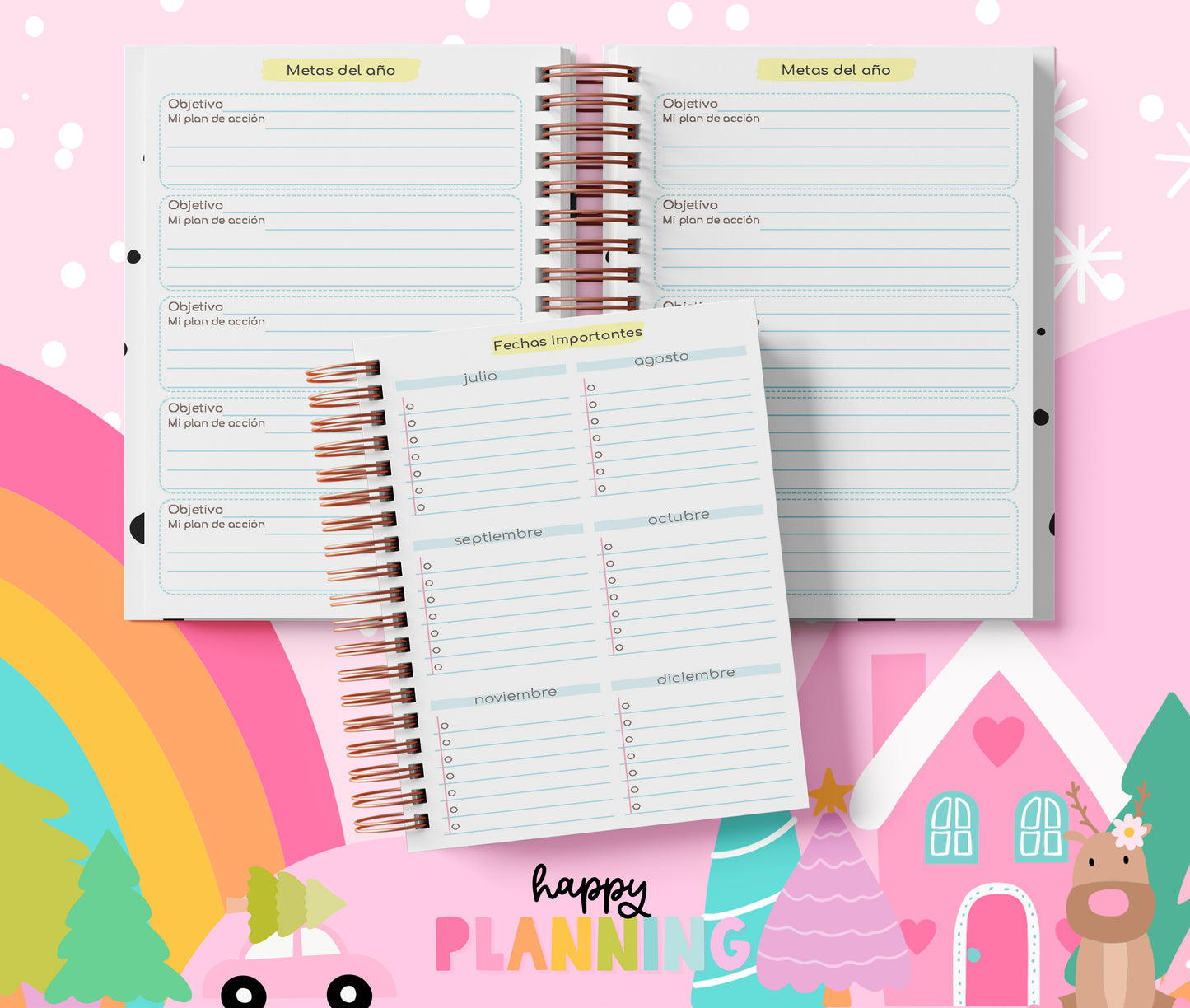 Agenda 2026 sin Horarios | Sábado y Domingo Juntos | Planner Diario PDF