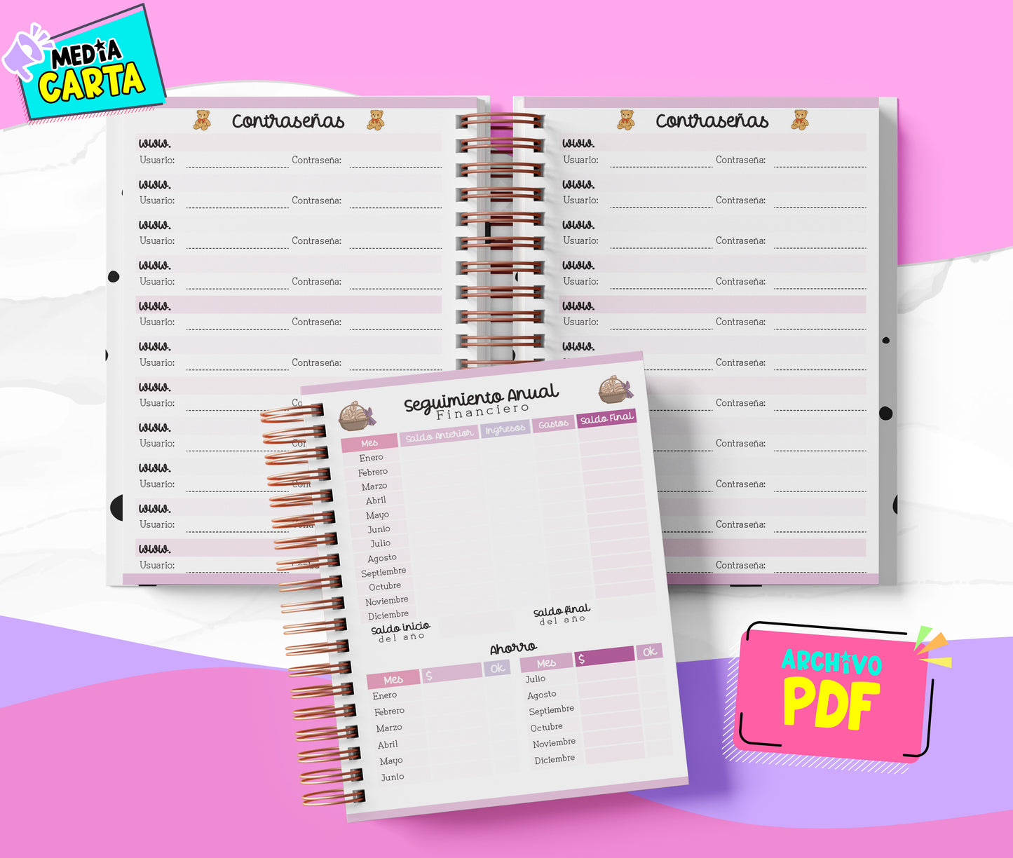 Agenda Diaria 2026 de Candy (PDF no editable) – Día por Página – Media Carta 14×21.5 cm – Español