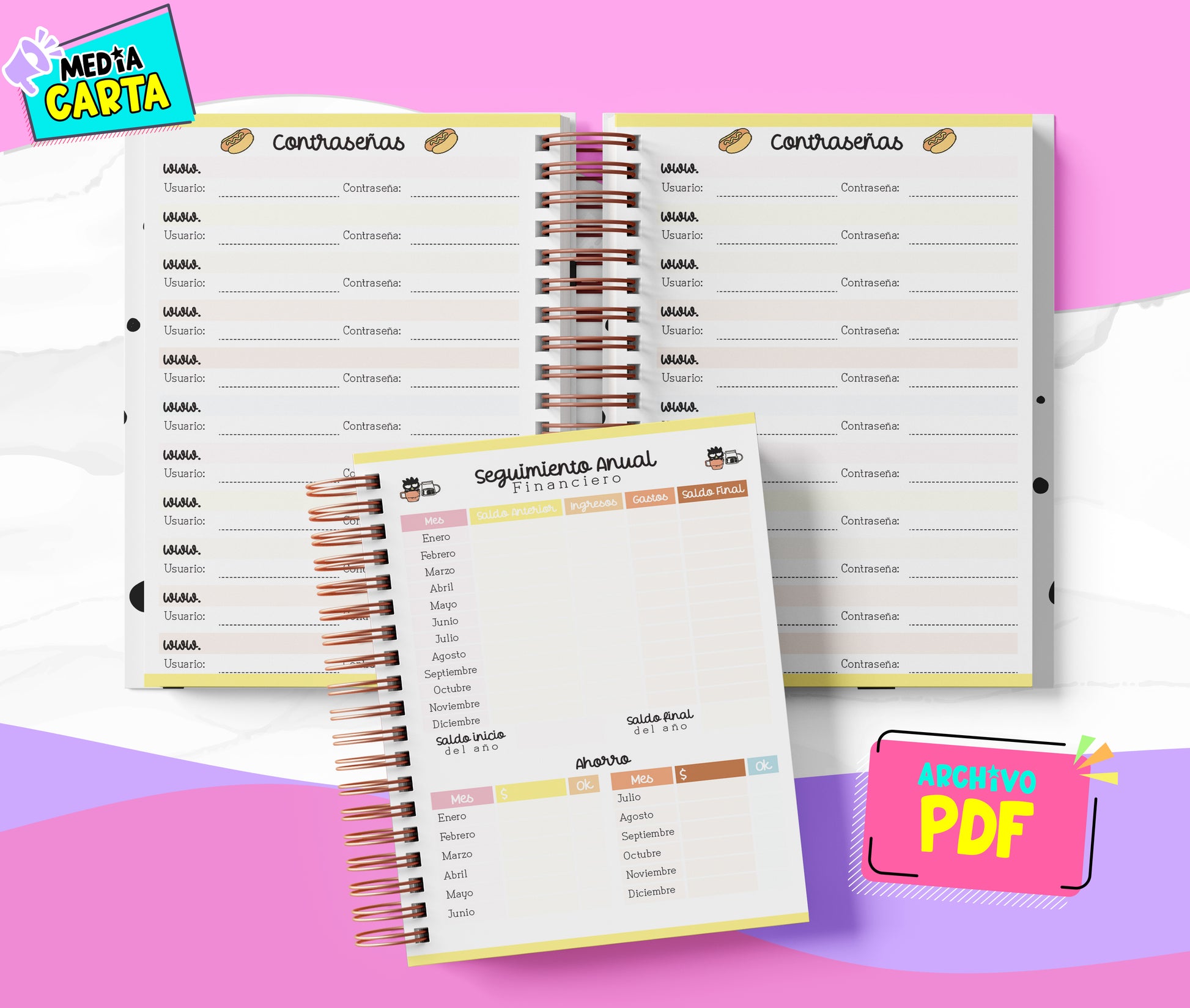 Agenda Diaria 2026 de Batz Maru (PDF no editable) – Día por Página – Media Carta 14×21.5 cm – Español