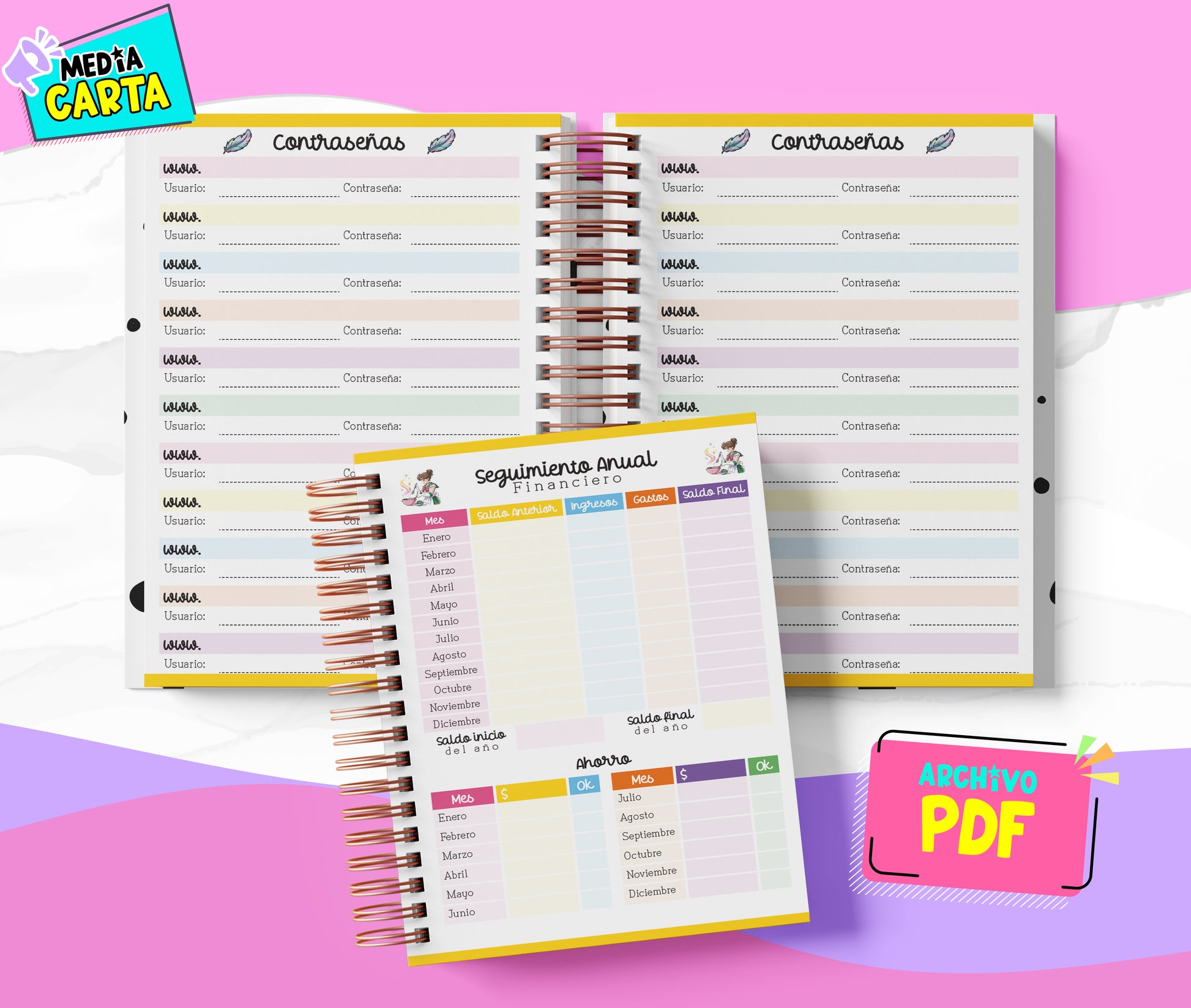 Agenda Diaria 2026 de Sailor Moon (PDF no editable) – Día por Página – Media Carta 14×21.5 cm – Español