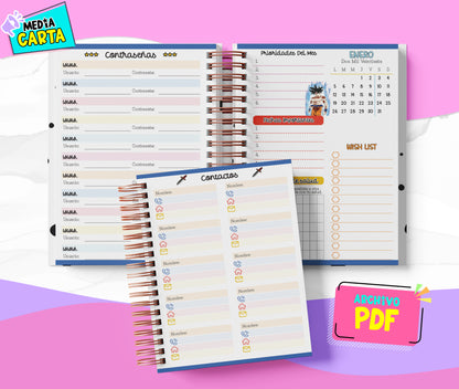 Agenda Diaria 2026 de Dragon Ball (PDF no editable) – Día por Página – Media Carta 14×21.5 cm – Español