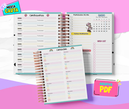 Agenda Diaria 2026 de Minnie (PDF no editable) – Día por Página – Media Carta 14×21.5 cm – Español