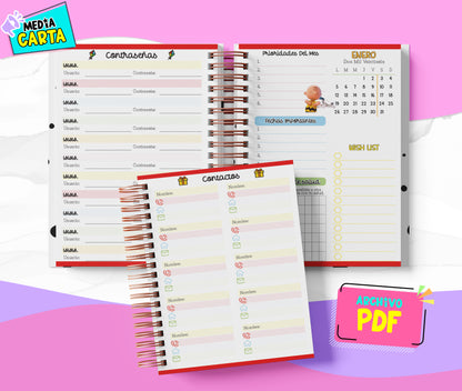 Agenda Diaria 2026 de Snoopy (PDF no editable) – Día por Página – Media Carta 14×21.5 cm – Español