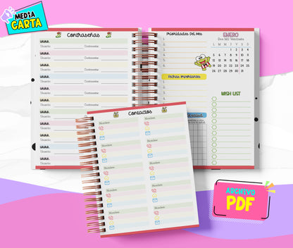 Agenda Diaria 2026 de Keroppi (PDF no editable) – Día por Página – Media Carta 14×21.5 cm – Español