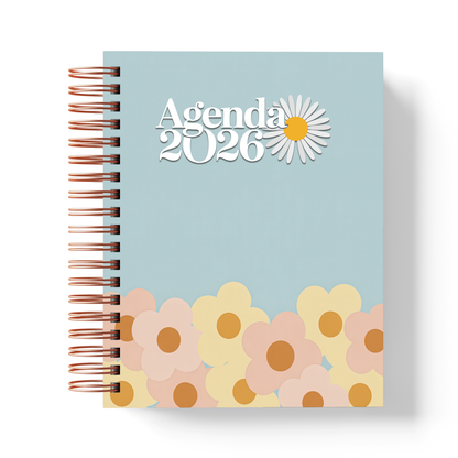 Agenda 2026 Floral sin Horarios – Planificador 2 Días por Página