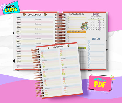 Agenda Diaria 2026 de Tortugas Ninja (PDF no editable) – Día por Página – Media Carta 14×21.5 cm – Español