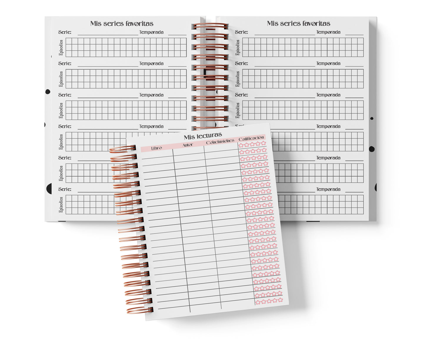 Agenda Semanal Digital 2026–2027 en Español • Minimalista Rosa • Media Carta 14×21.5 cm / 5.5×8.5 in • PDF 224 páginas