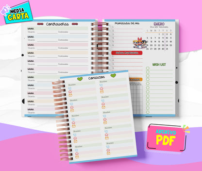 Agenda Diaria 2026 de Chicas Super Poderosas (PDF no editable) – Día por Página – Media Carta 14×21.5 cm – Español