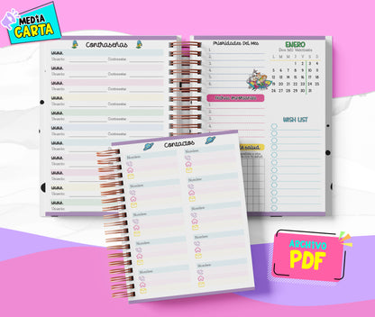 Agenda Diaria 2026 de Supersonicos (PDF no editable) – Día por Página – Media Carta 14×21.5 cm – Español