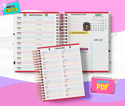 Agenda Diaria 2026 de Coraline (PDF no editable) – Día por Página – Media Carta 14×21.5 cm – Español
