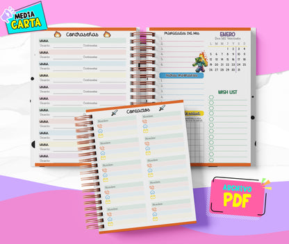 Agenda Diaria 2026 de Minecraft (PDF no editable) – Día por Página – Media Carta 14×21.5 cm – Español