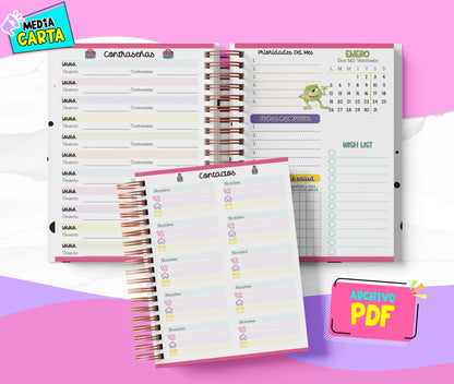 Agenda Diaria 2026 de Monsters Inc (PDF no editable) – Día por Página – Media Carta 14×21.5 cm – Español