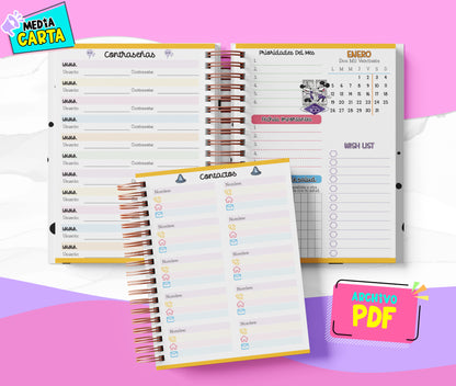 Agenda Diaria 2026 de Disney 100 (PDF no editable) – Día por Página – Media Carta 14×21.5 cm – Español