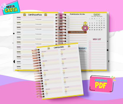 Agenda Diaria 2026 de Simpsons (PDF no editable) – Día por Página – Media Carta 14×21.5 cm – Español