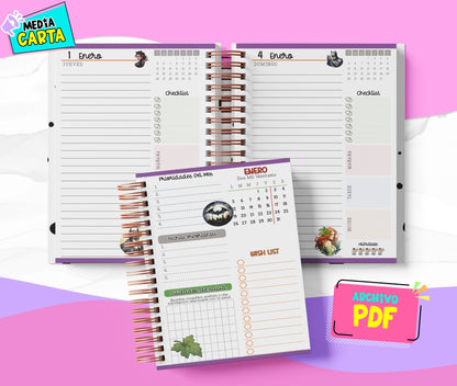 Agenda Diaria 2026 de Batman (PDF no editable) – Día por Página – Media Carta 14×21.5 cm – Español