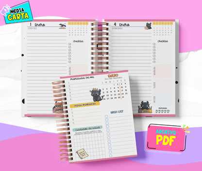 Agenda Diaria 2026 de Entrenar Dragon (PDF no editable) – Día por Página – Media Carta 14×21.5 cm – Español