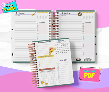 Agenda Diaria 2026 de Friends (PDF no editable) – Día por Página – Media Carta 14×21.5 cm – Español