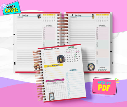 Agenda Diaria 2026 de Coraline (PDF no editable) – Día por Página – Media Carta 14×21.5 cm – Español