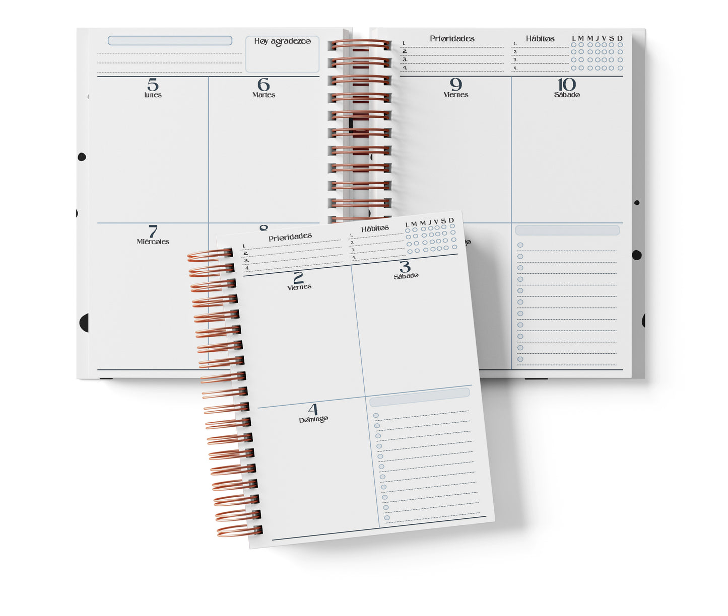 Agenda Semanal Digital 2026–2027 en Español • Minimalista Azul • Media Carta 14×21.5 cm / 5.5×8.5 in • PDF 224 páginas