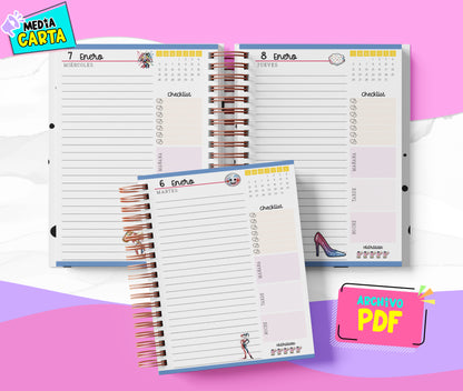 Agenda Diaria 2026 de Harley Quinn (PDF no editable) – Día por Página – Media Carta 14×21.5 cm – Español